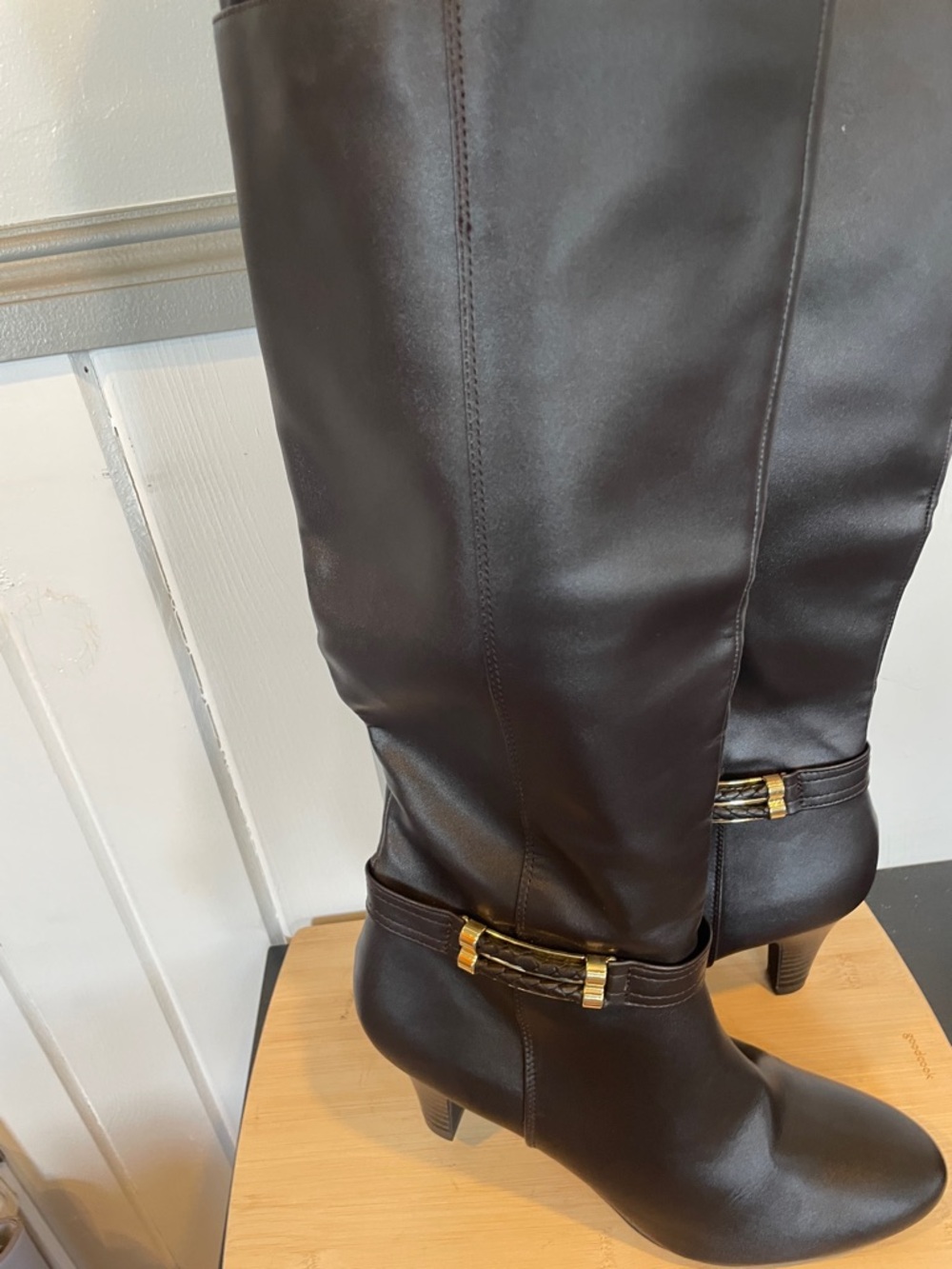 London Fog Womens Event 2 Brown Zipper Knee High Kitten Heel Boots Size 6 M
